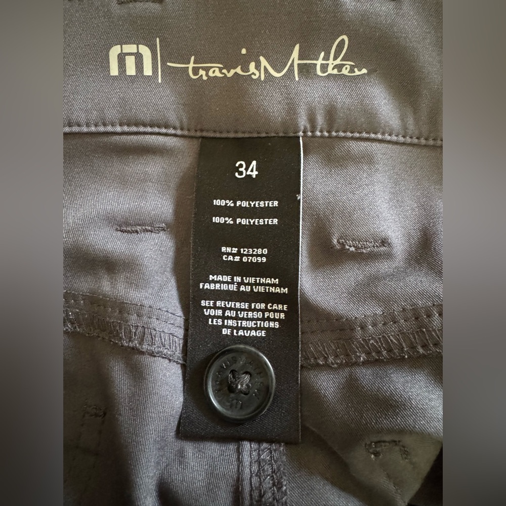 Travis Mathews Men’s Golf Pants. Size 34x32. Charcoal. Performance. Stretch. - Picture 5 of 6